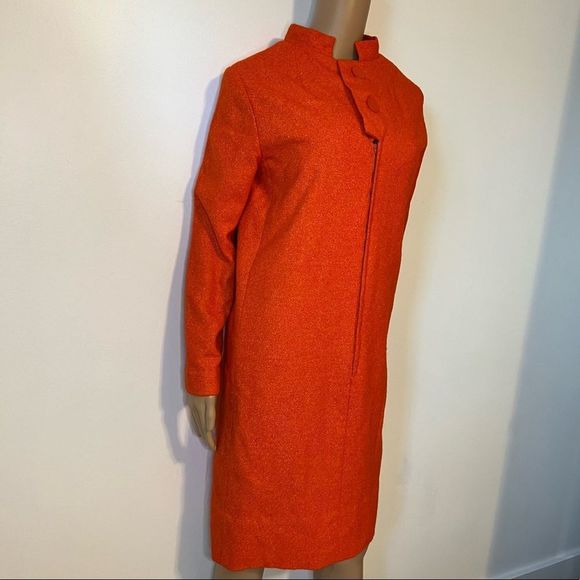 Vintage 1960’s Hand Made Bright Orange Shift Jacket Dress - Picture 2 of 12